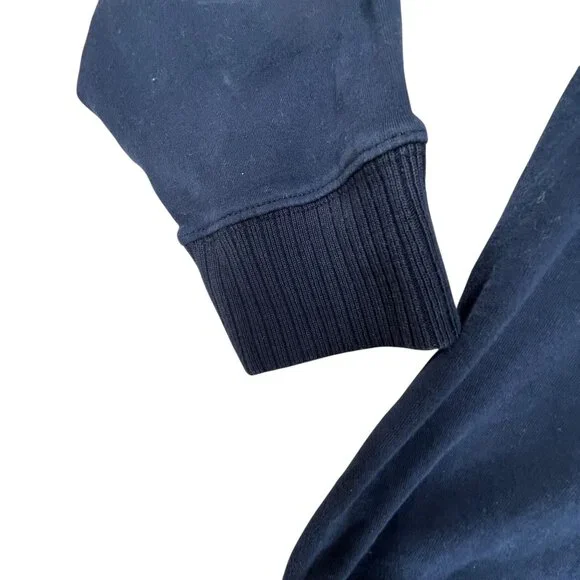 Cremeux Classic Navy Blue Quarter Zip Pullover Sweater Large Ribbed Cuffs - Picture 6 of 9